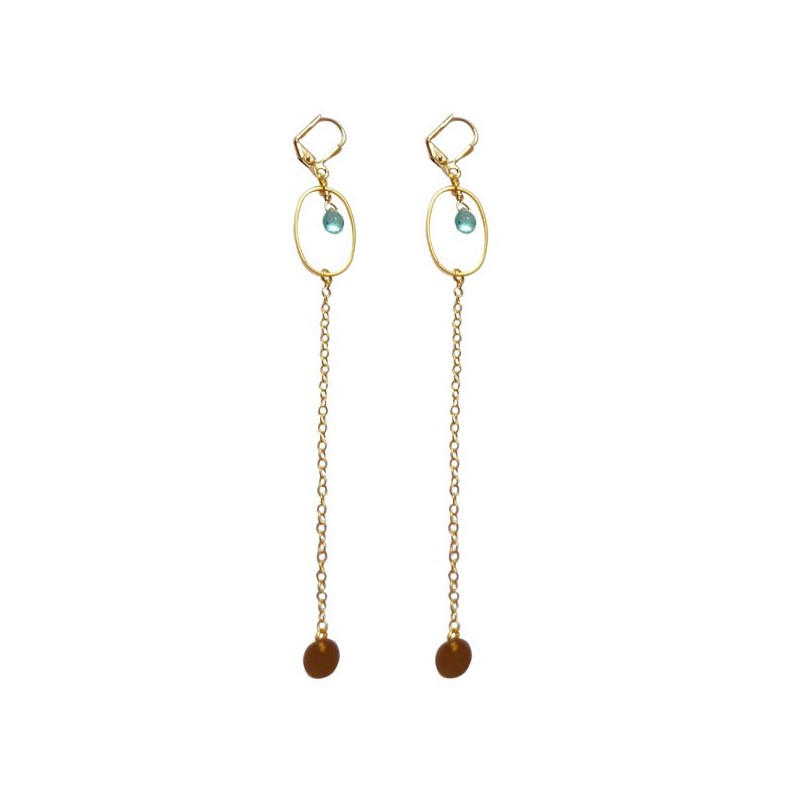 Boucles oreilles perles Apatite et or