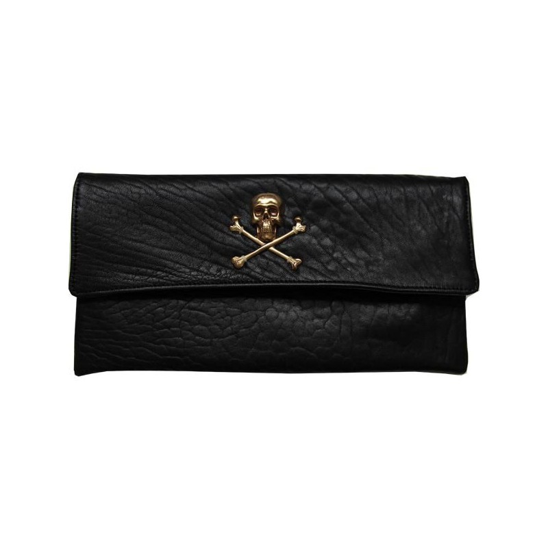 sous les paves black leather pouch