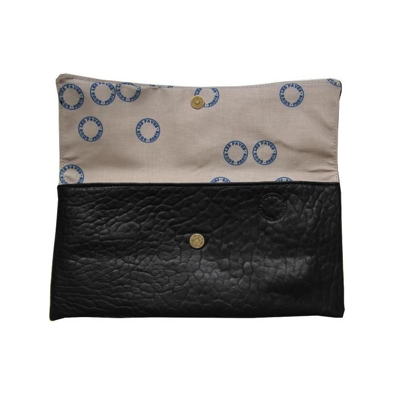 sous les paves black leather pouch