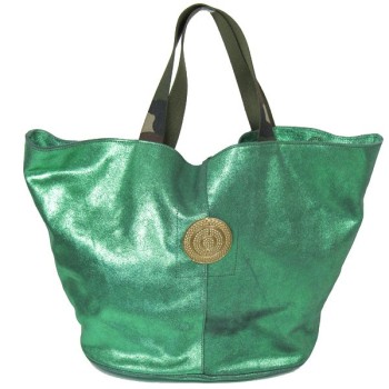 sous les paves green leather handbag