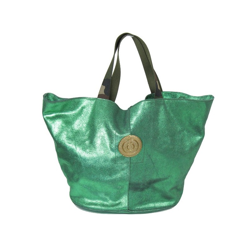 sous les paves green leather handbag