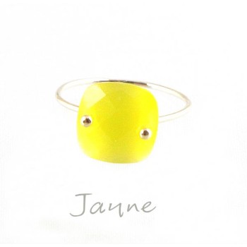 Bague plaque Or et Quartz Jaune