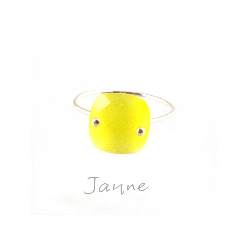 Bague plaque Or et Quartz Jaune