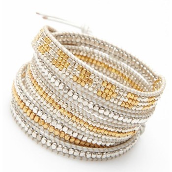 Nakamol Bracelet wrap perles argent