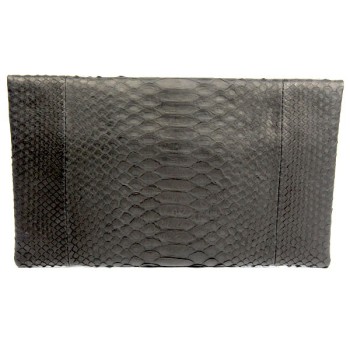 pochette cuir python veritable noir