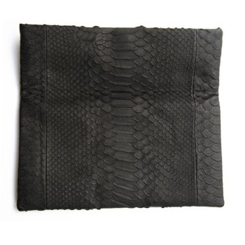 pochette cuir python veritable noir