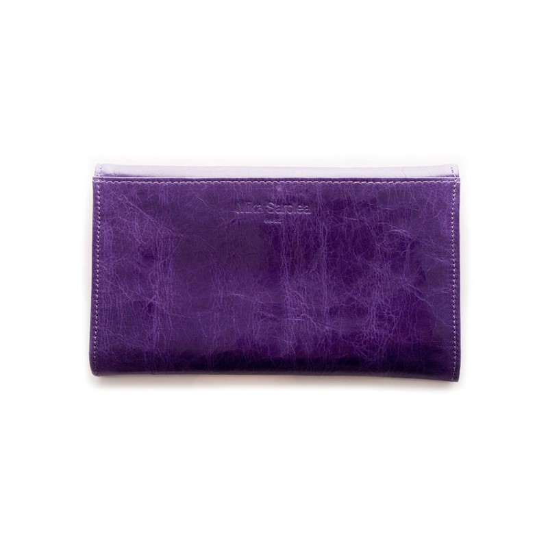 purple leather wallet French designer Mika Sarolea