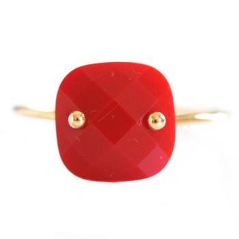 Bague Or et Quartz Corail