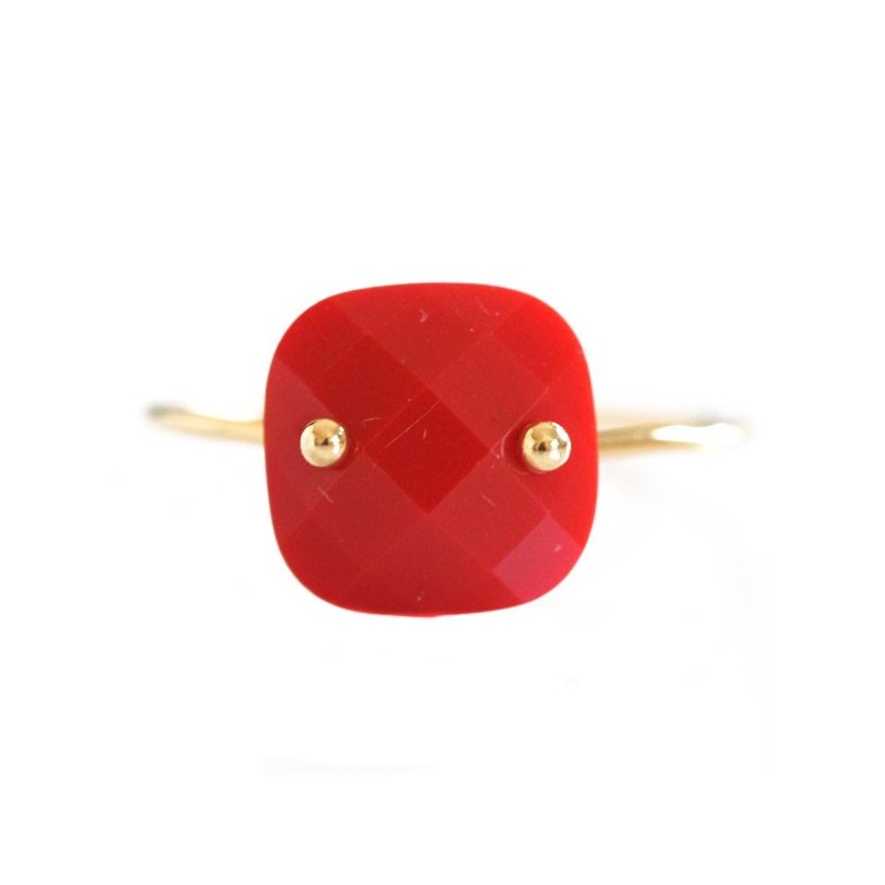 Bague Or et Quartz Corail