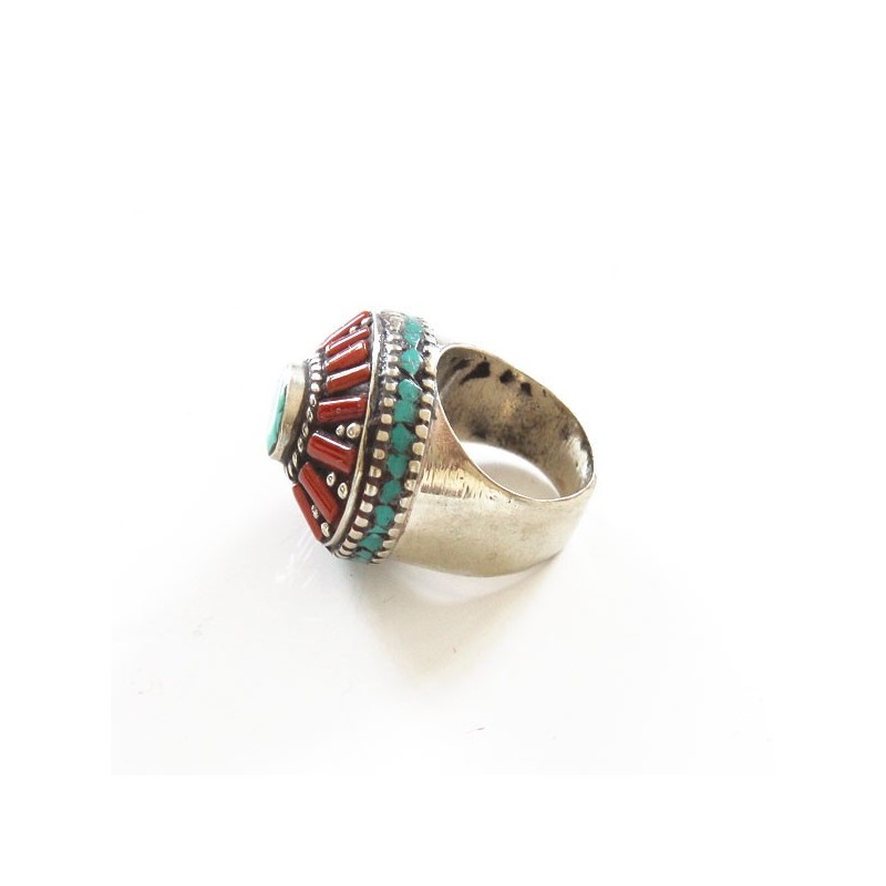 bague argent Cornaline et Turquoise