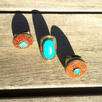 bague argent Cornaline et Turquoise