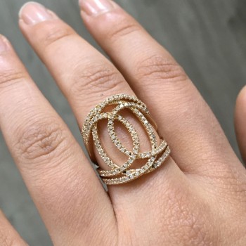 Rose gold-plated and rhinestone ring