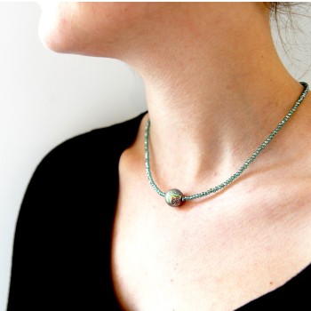 Collier Perles de Cristal vert catherine michiels