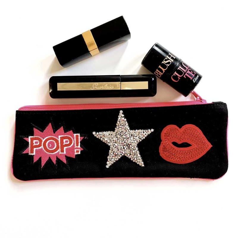 trousse crayon personnalisee ecusson strass