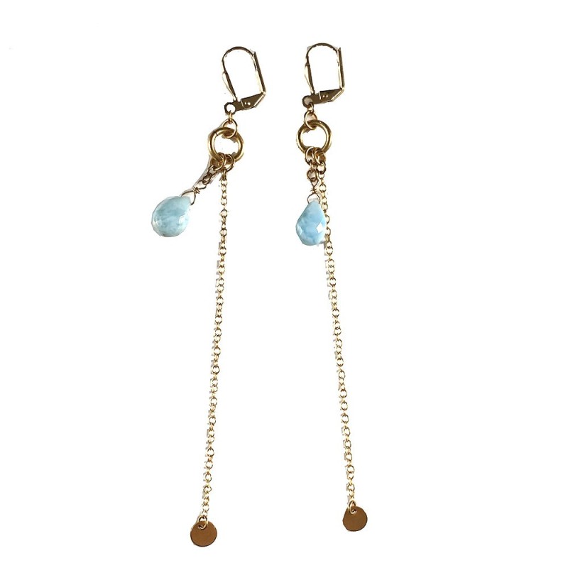 Boucles oreille perles Larimar